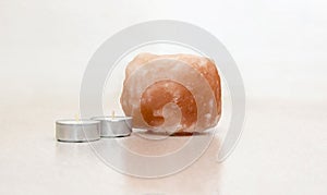 Himalayan Salt Candle Holder with flame