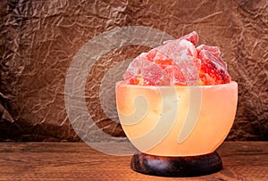 Himalayan Salt Lamp Turned On