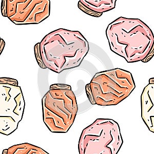 Himalayan salt lamps doodles seamless pattern. Modern indigenous background with salt crystals. Relax concept cozy style template