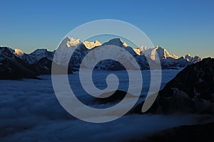 Himalayan sunset seen from Gokyo Ri