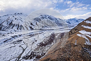 Himalayas – beautiful iconic landscape picture of the highest mountains in the World covered by the snow