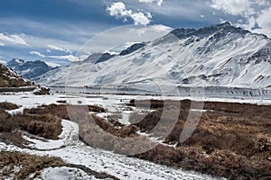 Himalayas – beautiful iconic landscape picture of the highest mountains in the World covered by the snow