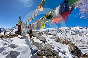 Himalayas – beautiful iconic landscape picture of the highest mountains in the World covered by the snow