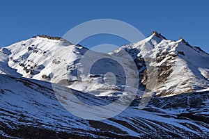 Himalayas – beautiful iconic landscape picture of the highest mountains in the World covered by the snow