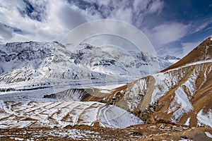 Himalayas – beautiful iconic landscape picture of the highest mountains in the World covered by the snow