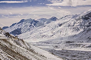 Himalayas – beautiful iconic landscape picture of the highest mountains in the World covered by the snow