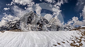 Himalayas landscape with Cholatse and Taboche summits