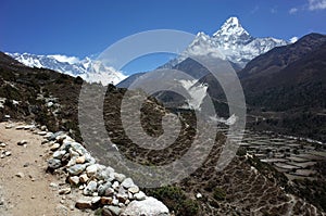 Himalayas mountain landscape. Trail to Everest base camp, Nepal photo