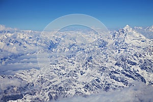 Himalayas Mountain Range from an Aircraft photo