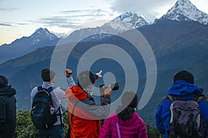 Himalayas mountain and sunrise Nepal tourists and photography