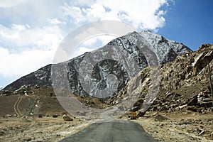 Himalayas mountains between Diskit Turtok Highway road at Leh Ladakh in Jammu and Kashmir, India