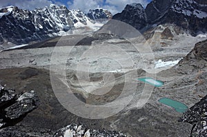 Himalayas, Nepal, Everest trek, View from the top of Kala Patthar on Changri Shar Glacier