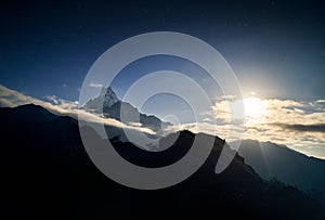 Himalayas at night starry sky