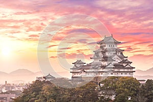 Himeji Castle in the autumn in Japan