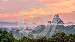 Himeji Castle in the autumn in Japan