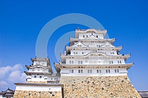 Himeji castle during sakura blossom time are going to bloom in Hyogo prefecture, Japan