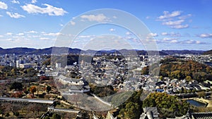 Aerial view of Himeji residence downtown from Himeji castle in Hyogo, Japan