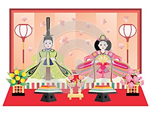 Hina doll of male and female of the Doll\'s Festival.