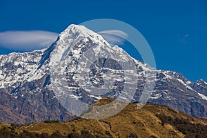 Hinchuli and Annapurna South mountain on Annapurna trek