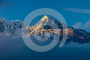 Hinchuli and Annapurna South mountain on Annapurna trek