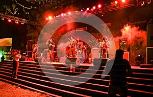 Hindi Rock group-Ashwamedh performing on stage.