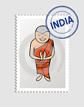 Hindu cartoon person postal stamp