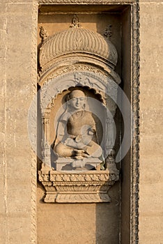 Hindu Carving on Wall in Varanasi, India