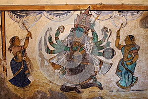 Hindu concept painting from the walls of a South Indian temple