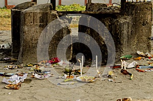 Hindu cremation ground, where dead bodies are brought to be burnt on a pyre