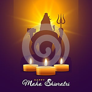 hindu cultural maha shivratri wishes background with glowing diya