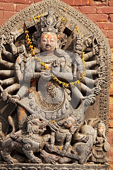Hindu Deity at Bhaktapur Durbar Square, Nepal photo