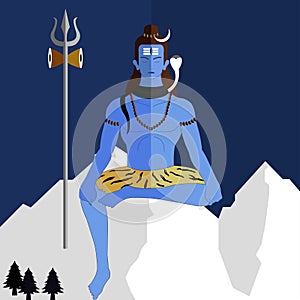 Hindu deity lord Shiva on a flat background, shiv jayanti photo