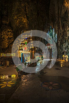 Hindu divinity and temple inside in Batu Caves