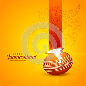 Hindu festival of janmashtami with matki kalash background