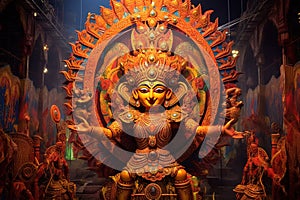 Hindu festival of light, joy, love and victory. The figure of a warrior, demigod or god. Ai generative