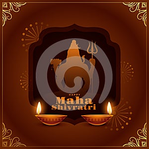 hindu festival maha shivratri wishes card with glowing diya