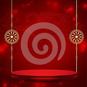 Hindu festival raksha bandhan background with 3d podium