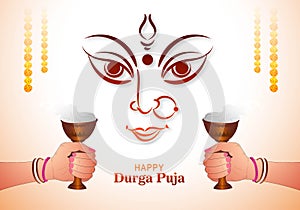 .Hindu festival shubh navratri or durga puja celebration card background