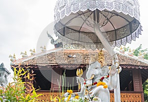 Hindu god ganesh silver statue in the temple Chiang Mai Thailan