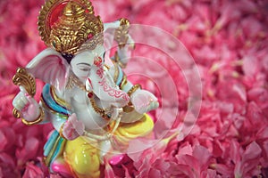 Hindu God Ganesha with Nerium Oleander flower