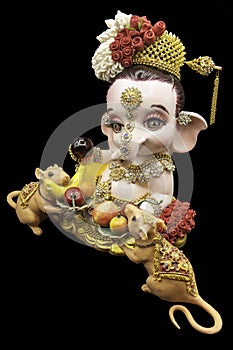 Hindu God Ganesha and rats. photo