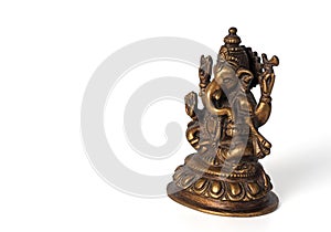 Hindu God Ganesha on White Background, Clipping Path