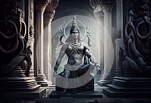 Hindu god Shiva sculpture sitting in meditation. Illustration of Shiva God wallpaper background