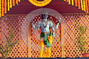 Hindu god Vishnu idol in a temple