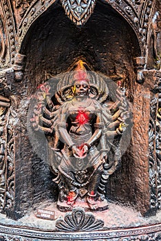Hindu Goddess in black stone