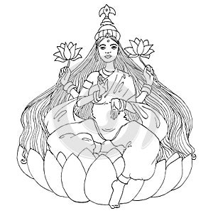 Hindu Goddess Lakshmi. Dhanteras. Navaratri. Diwali.