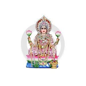 Hindu goddess Lakshmi on a white background