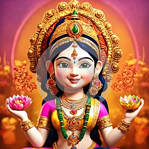 Hindu goddess laxmi a symbol of riches and prosperity Generative AI