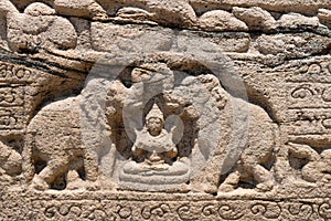 Hindu goddess of prosperity with two elephants