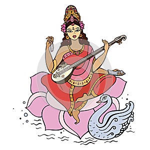 Hindu Goddess Saraswati. photo